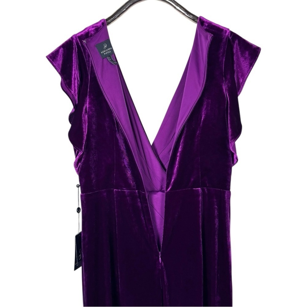 ADRIANNA PAPELL FUCHSIA PINK VELVET SURPLICE MIDI DRESS AP1D105513 - Picture 9 of 14
